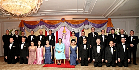 HRH Princess Maha Chakri Sirindhorn presided over the Bangkok Chefs Charity and Gala Dinner 2012 held at the Royal Ballroom of the Mandarin Oriental, Bangkok recently. Proceeds of the dinner are designated to help the Border Patrol Police schools under Her Royal Patronage as well as for the underprivileged school children in northern Thailand. General managers and executive chefs from twenty-one of Thailand’s most prestigious hotels and Thai Airways International were selected to prepare a grand feast for the charitable cause. Two Dusit International hotels were among the participants - Dusit Thani Bangkok and Dusit Thani Pattaya, the latter whose general manager Chatchawal Supachayanont (front row 2nd right) attended with the hotel’s executive chef Adrian W. O’Herlihy.